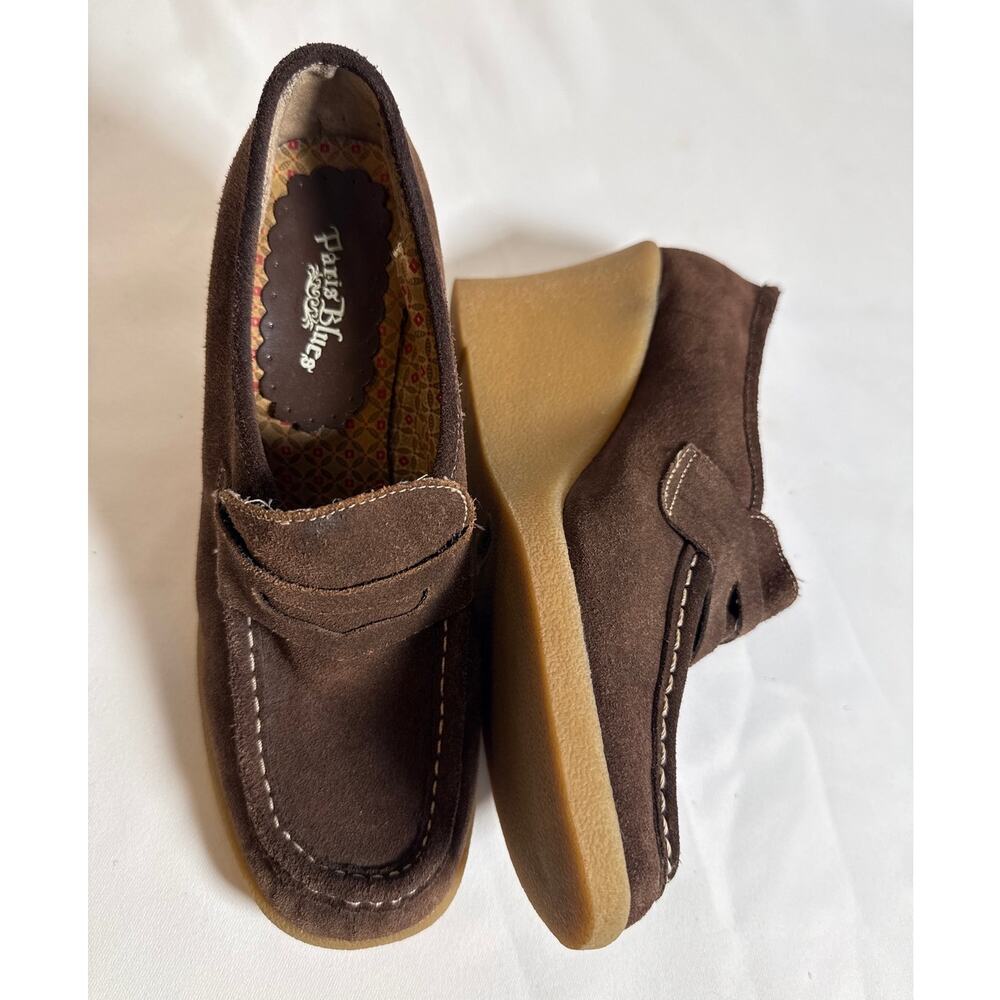 Paris Blues Y2K Brown Suede Platform Wedge Loafers Women’s 8.5 Vintage